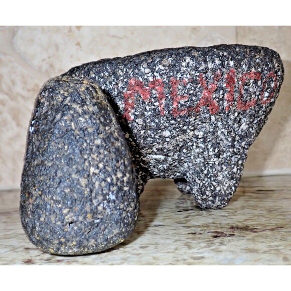 Authentic MOLCAJETE Mexico Basalt Mortar & Pestle 7" dia Volcanic Lava Stone - Picture 14 of 16